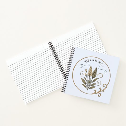 Notizbuch, blumig, elegant, träume groß. notizblock (Innenseite)