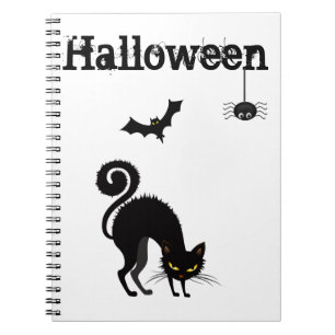 Notizbuch - Erschrockenes schwarzes Katzen-Design Notizblock