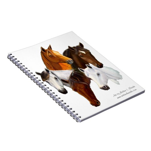 Notizbuch, fünf Pferdeköpfe, Ausschnithintergrund Notizblock (Rechte Seite)