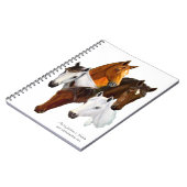 Notizbuch, fünf Pferdeköpfe, Ausschnithintergrund Notizblock (Linke Seite)