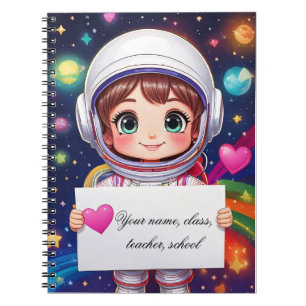 Notizbuch für Baby Mädchen - Weltraumreise - Namen Notizblock