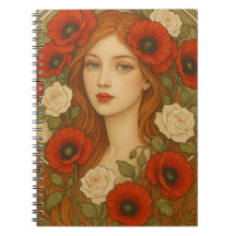 Notizbuch im Jugendstil mit Spiralbindung 