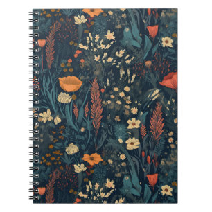 Notizbuch im Retrostil, Blumen, Natur Notizblock