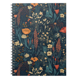 Notizbuch im Retrostil, Blumen, Natur Notizblock