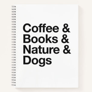 Notizbuch 'Kaffee & Bücher & Natur & Hunde (Schwar