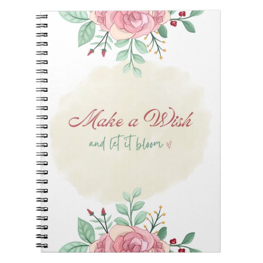Notizbuch 'Make a Wish' | Florales Tagebuch (Vorderseite)