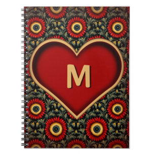 Notizbuch mit anpassbarem roten, vintage Herz-Mono Notizblock