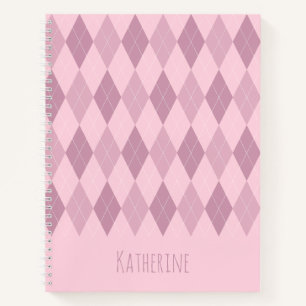 Notizbuch mit Argyle-Muster in rosa Tönen