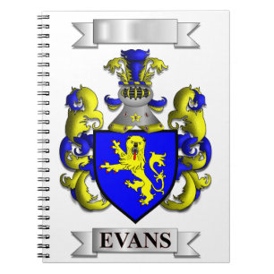 Notizbuch mit Evans Nachname und Schild Notizblock