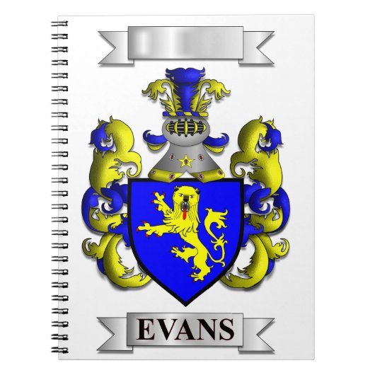 Notizbuch mit Evans Nachname und Schild Notizblock (Vorderseite)