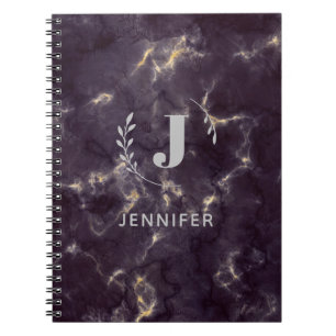 Notizbuch mit individuellem Monogramm und Marmormu Notizblock