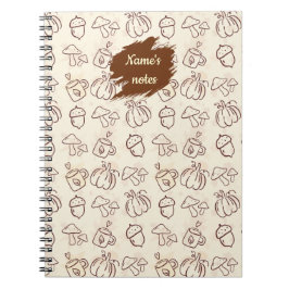 Notizbuch mit individuellem Namen und Herbstmuster Notizblock