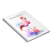 Notizbuch mit individuellem Wasserfarb-Flamingo Notizblock (Rechte Seite)
