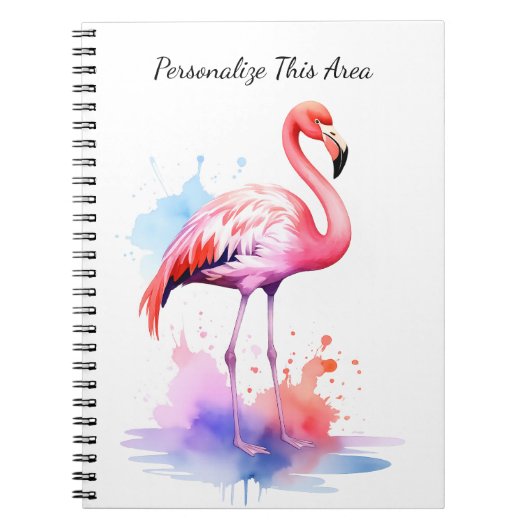 Notizbuch mit individuellem Wasserfarb-Flamingo Notizblock (Vorderseite)