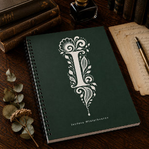 Notizbuch mit Linolschnitt-Botanik-Monogramm Buchs Notizblock