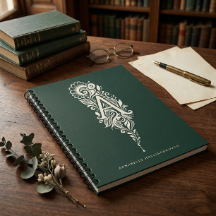 Notizbuch mit Linolschnitt-Botanik-Monogramm Buchs Notizblock