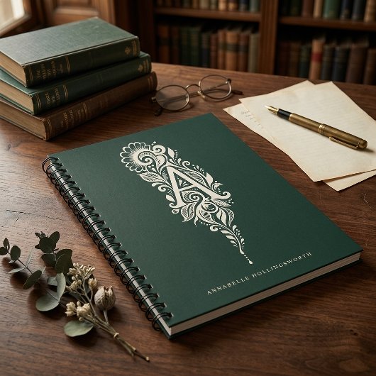 Notizbuch mit Linolschnitt-Botanik-Monogramm Buchs Notizblock