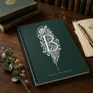 Notizbuch mit Linolschnitt-Monogramm 'Buchstabe B' Notizblock