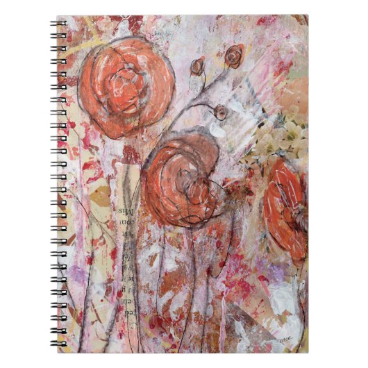 Notizbuch mit Mixed-Media-Blumenkunst. Notizblock (Vorderseite)