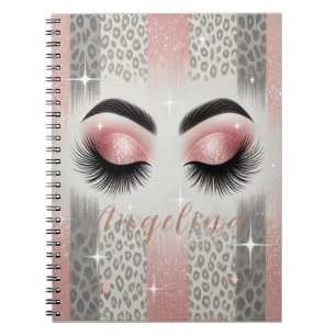Notizbuch mit rosa glitzernden Wimpern Notizblock