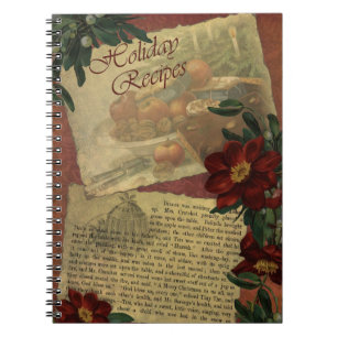 Notizbuch mit Vintage-Feiertagsrezepten Notizblock