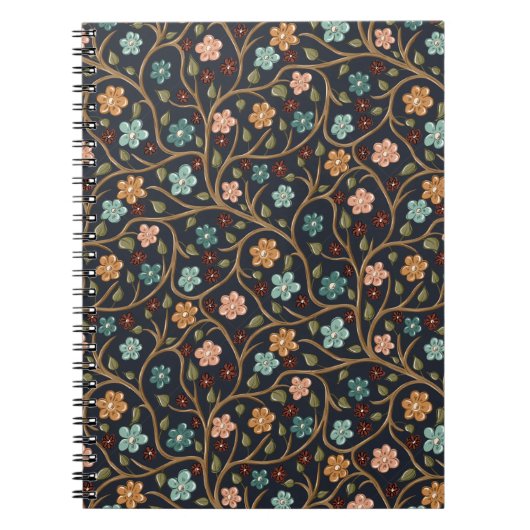 Notizbuch mit Zweigen und Blumen Notizblock (Vorderseite)