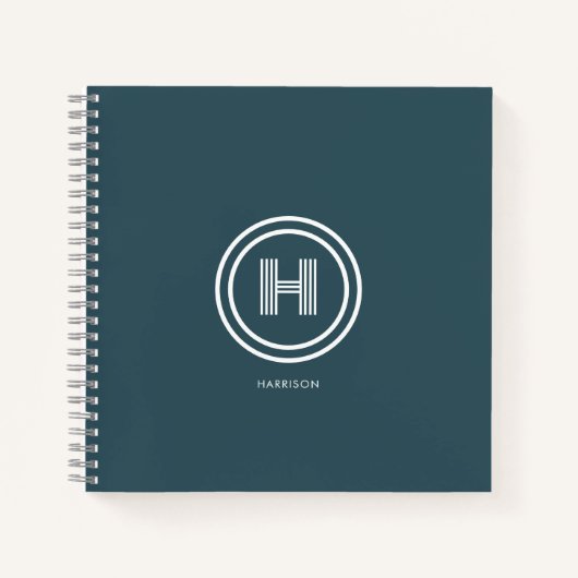 Notizbuch | Moderne einfache Form monogrammiert (Vorderseite)