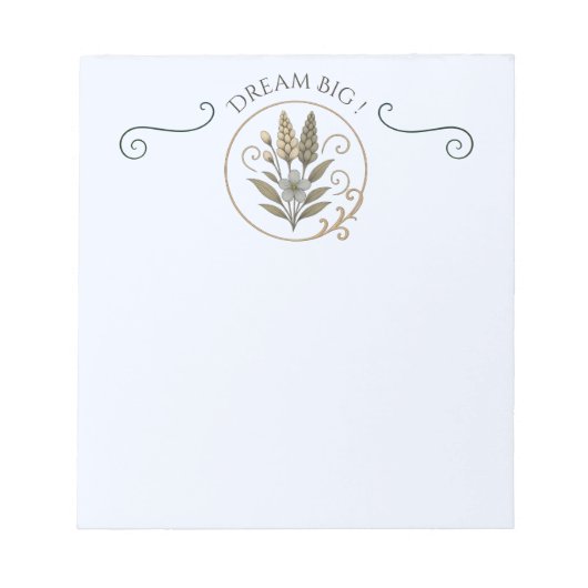 Notizbuch, Notizblock, Träume groß denken. Notizblock (Vorderseite)