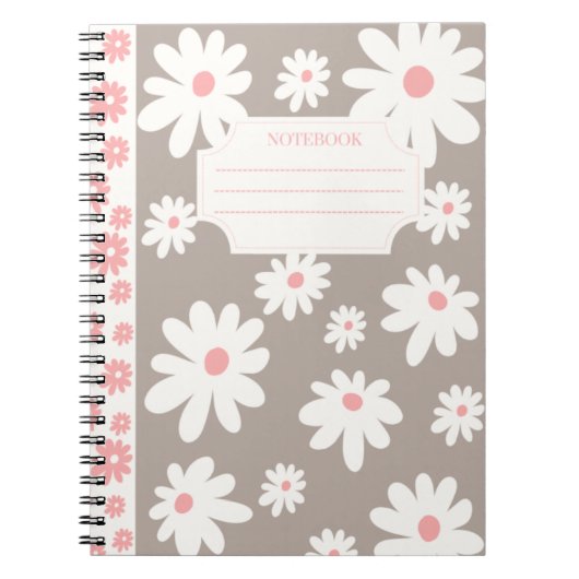 Notizbuch-Sammlung für farbige Blume: White&Brown Notizblock (Vorderseite)