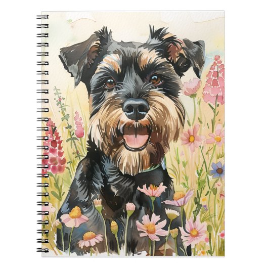 Notizbuch – Schnauzer Aquarell-Tagebuch für Hunde Notizblock (Vorderseite)