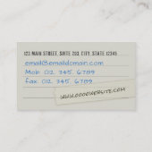 Notizbuch-Seiten-Visitenkarte Visitenkarte (Rückseite)