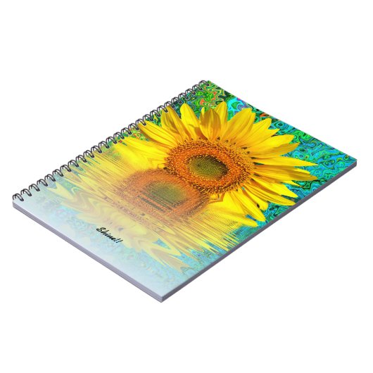 Notizbuch:  Sonnenblume mit Farbexplosion Notizblock (Linke Seite)