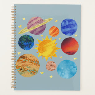 Notizbuch Sonnensystem Bildung Planeten Weltraum Planer