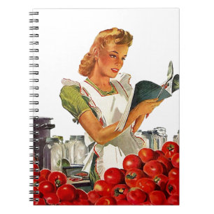 Notizbuch Vintage Retro Lady Home-Einmachrezepte Notizblock