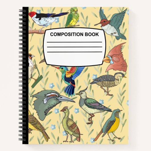 Notizbuch zur Vogelkomposition, spiralförmig (Vorderseite)
