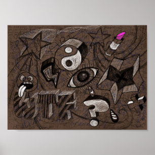 Notizbuchcover-inspirierte Kritzelei - Grunge Poster