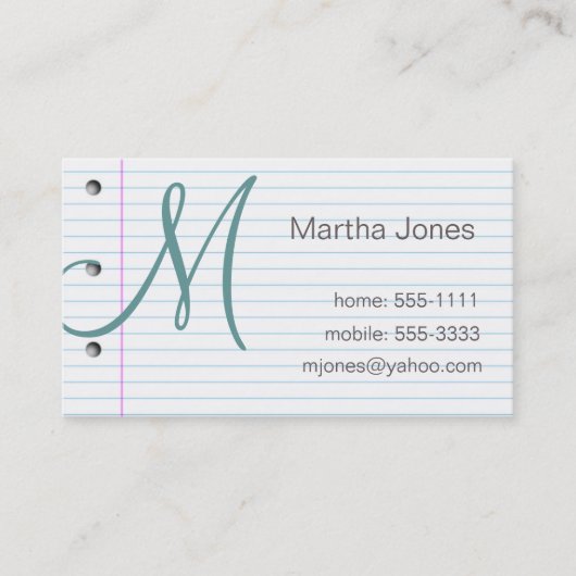 NotizbuchpapierVisitenkarten (#BUS 027) Visitenkarte (Vorderseite)