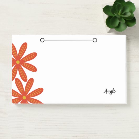 Notizen mit Blume und Namensschild (Büro)