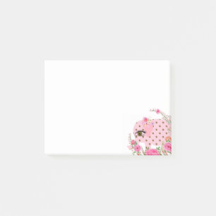 Notizen Post it Notes, rosa Elephant Floral