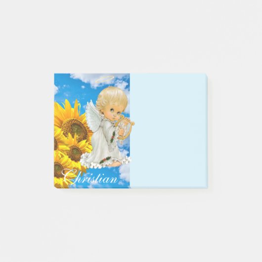 Notizen Post it Notes, Sunflower Baby Angel Floral (Vorderseite)