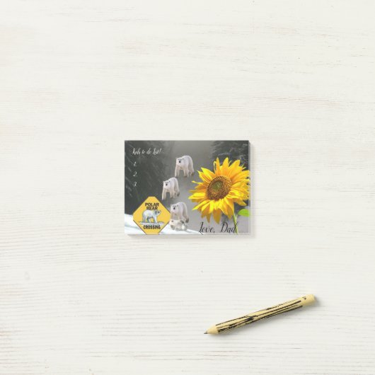 Notizen Post it Notes, Sunflower Polar Bear Floral (Auf Schreibtisch)