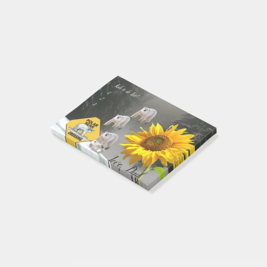Notizen Post it Notes, Sunflower Polar Bear Floral (angewinkelt)