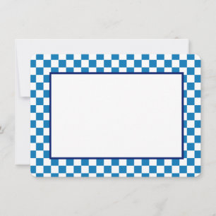 Notizkarte - Blau-Weiß Karo Mitteilungskarte