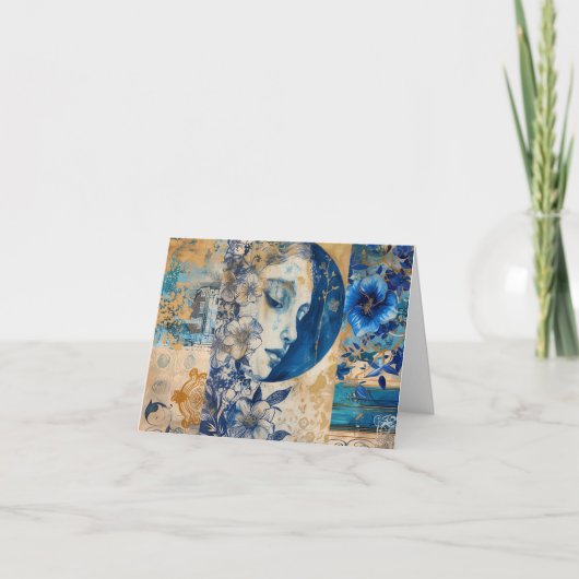 Notizkarte für Indigoblau Abstrakte Kunstsammlunge Feiertagskarte (Vorderseite)