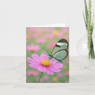 Notizkarte Glasflügel-Schmetterling auf einer Kosm Karte