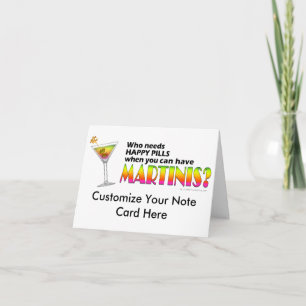 Notizkarte - Martinis vs. Happy Pills Karte