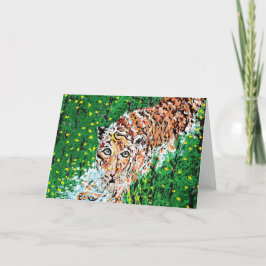 Notizkarte schwarz innen / Tiger auf der Schale Karte