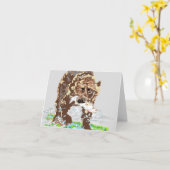 Notizkarte unbedruckt innen / Grizzlybär Karte (Gelbe Blume)
