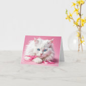 Notizkarte Weiße Katze mit Ribbons Karte (Gelbe Blume)