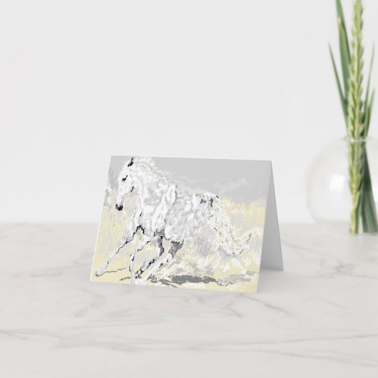 Notizkarte Weißer Stallion in Bewegung Karte (Vorderseite)